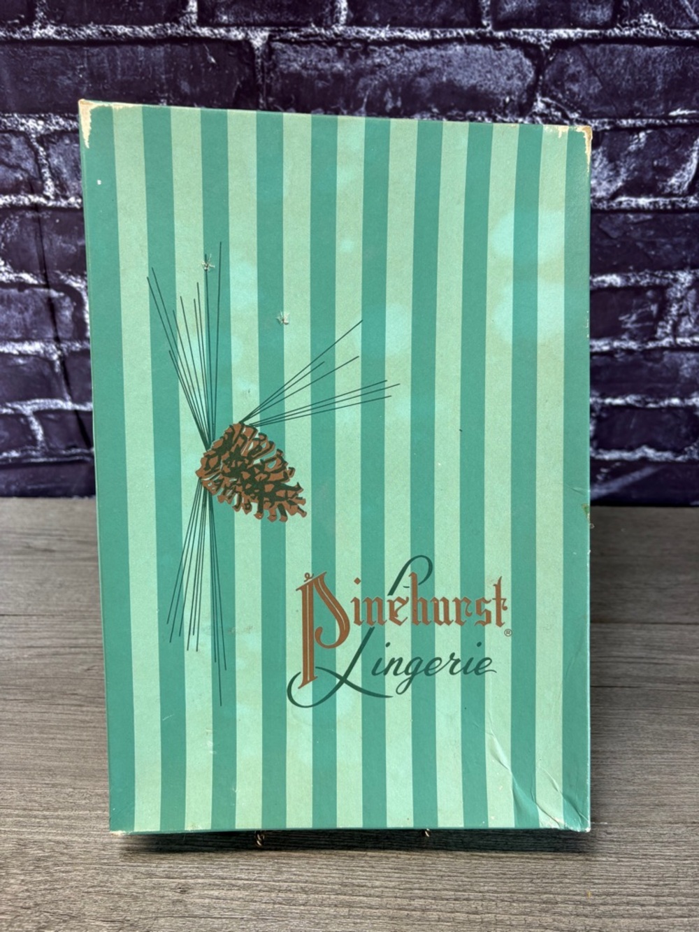 Vintage Pinehurst Lingerie Decorative Box in Mint Green Stripes 13x9